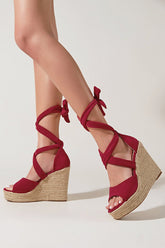 New Fashion Spring Outfit Espadrille Platform Lace-Up Heel Sandals